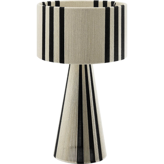 Palestine Handwoven Cotton Thread Striped or Plain Table Lamp by Evans & Londeen. Made from cotton thread in a rustic style.