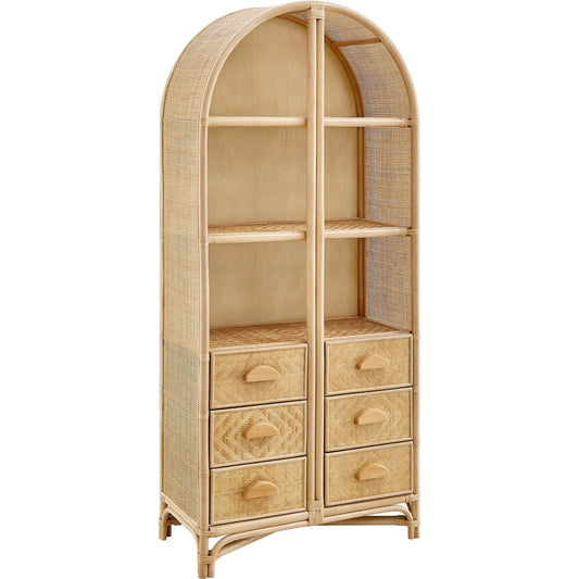 001 SI-2519811 | Primary Silo | Kleberg 71 Inch Tall Arched Natural Rattan Bookshelf by Evans & Londeen. Made from natural rattan in a transitional style.