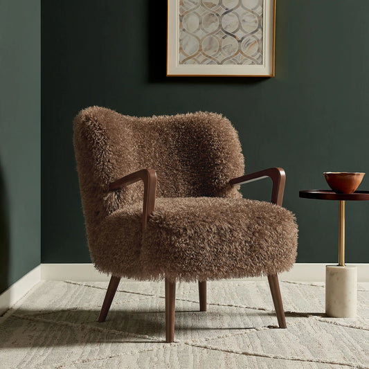Edgar Faux Shearling Accent Armchair by Evans & Londeen. Made from faux shearling in a eclectic & global style.