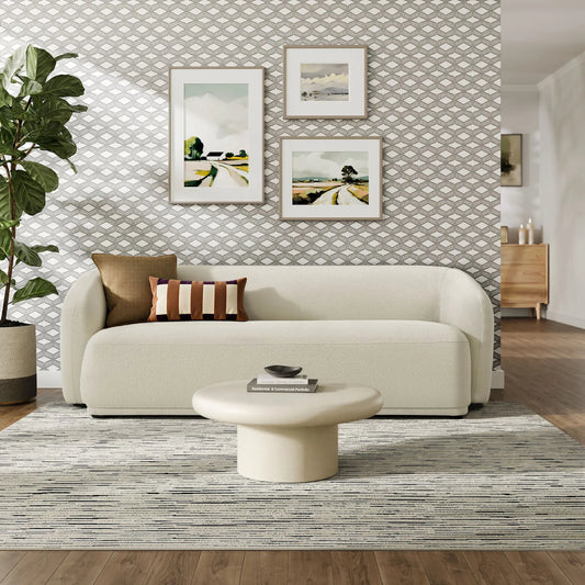 Gardner 88" Boucle Sofa by Evans & Londeen. Made from boucle fabric in a unique style.