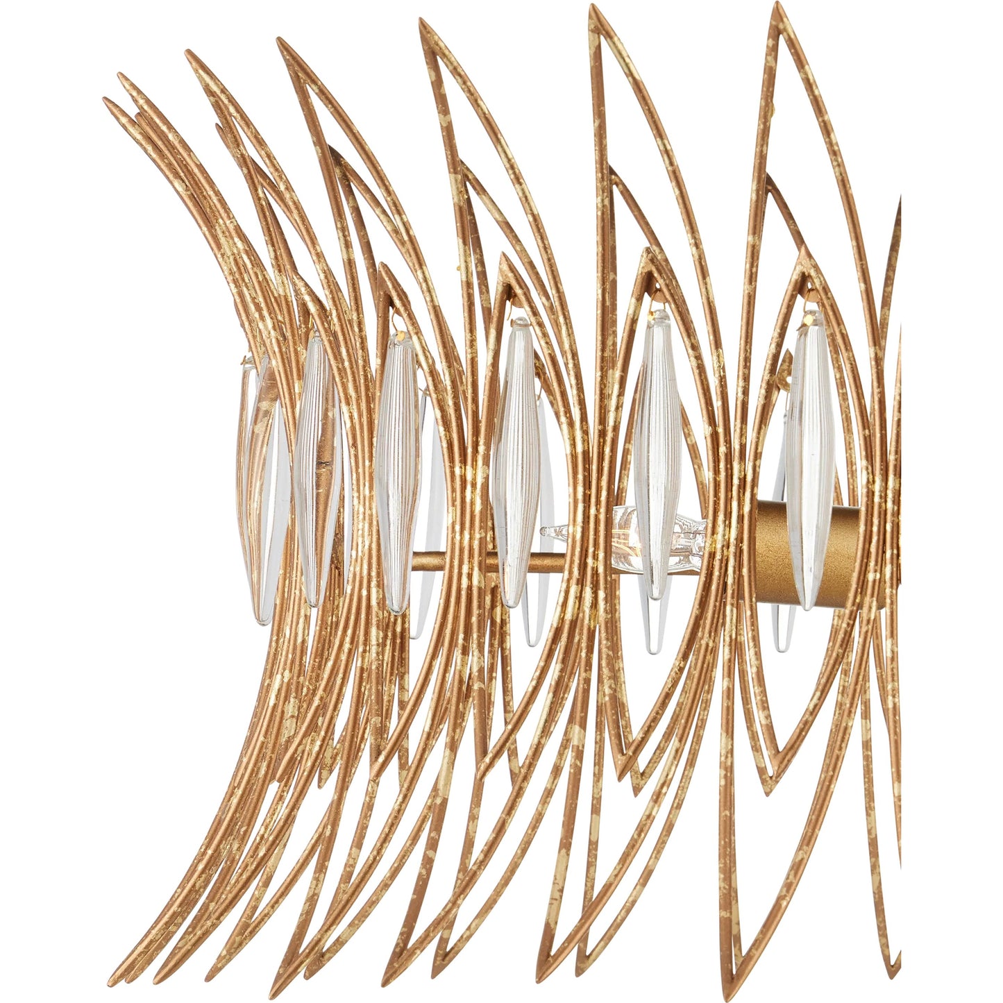 002 SI-2387086 | Additional Silo | Marquise Semi-Flush Mount by Currey and Company in clear, luxor gold. Made from glass, wrought iron in a unique style.