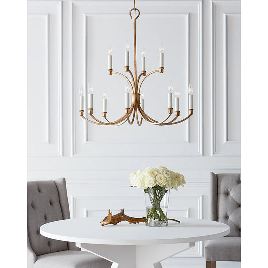 Westerly Medium Chandelier by Visual Comfort & Co. in antique gild. Made from steel in a traditional style.