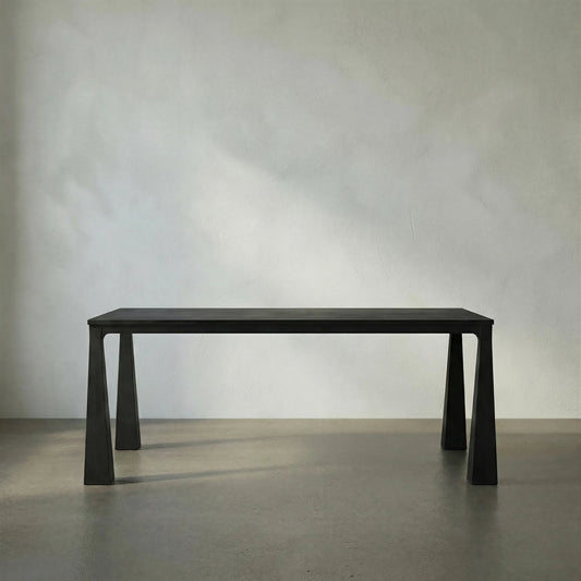 Luther Dining Table by Noir in charcoal black. Made from mindi, veneer in a modern style.
