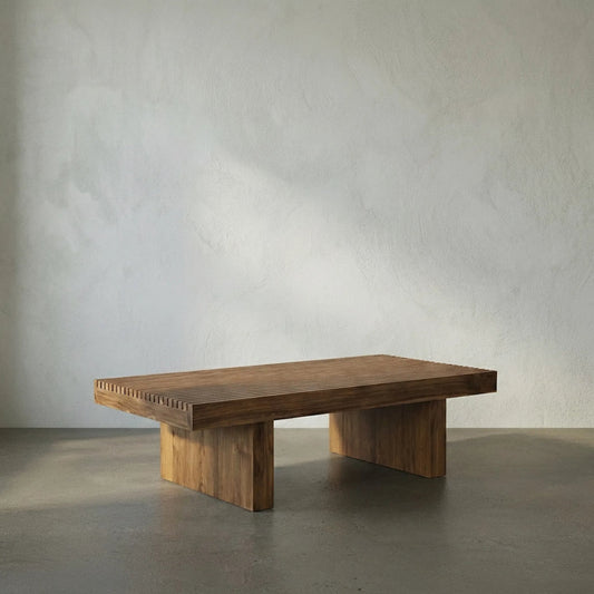 Kobe Coffee Table by Noir in clear coat flat. Made from teak in a transitional style.