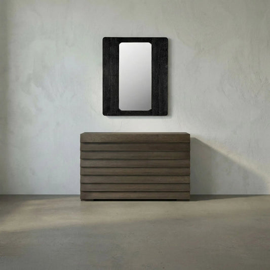 Franklin Mirror A by Noir in charcoal black. Made from mindi, mirror in a modern style.