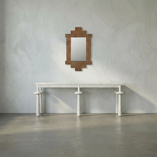 Ludwig Mirror by Noir in clear coat flat. Made from teak, mirror in a traditional style.
