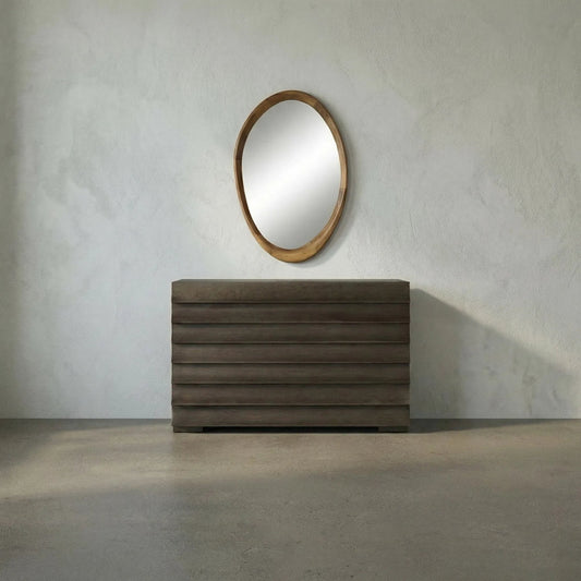 Chloe Mirror by Noir in clear coat flat. Made from teak, mirror in a transitional style.