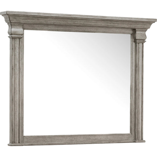 Madison Ridge Mirror by Pulaski Furniture in bluff grey. Made from asian hardwood, oak veneers in a traditional style.