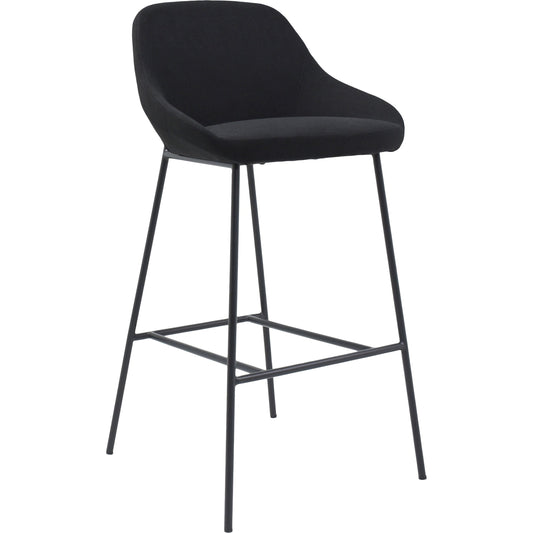 Shelby Barstool by Moe's Home Collection in black. Made from upholstery: 100% polyester, steel legs, molded foam, plywood in a transitional style.