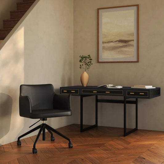 Morris Office Chair by Moe's Home Collection in black. Made from vegan leather, foam, steel, aluminium in a modern style.