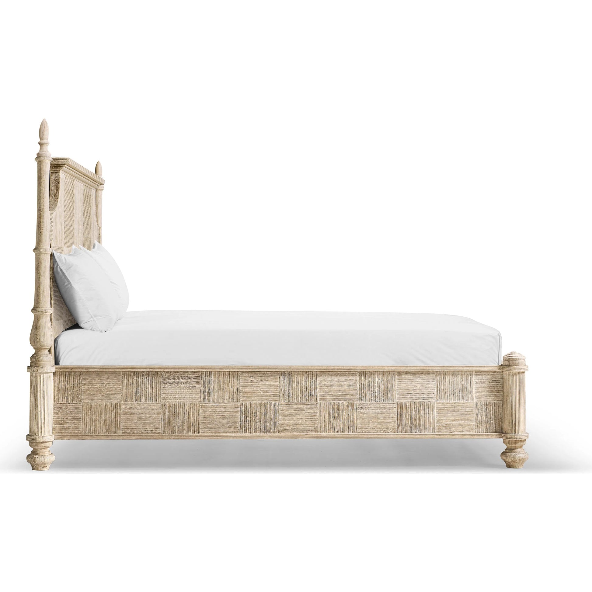 Bywater Poster Bed by Jonathan Charles in beige and washed acacia. Made from oak, beech in a transitional style.