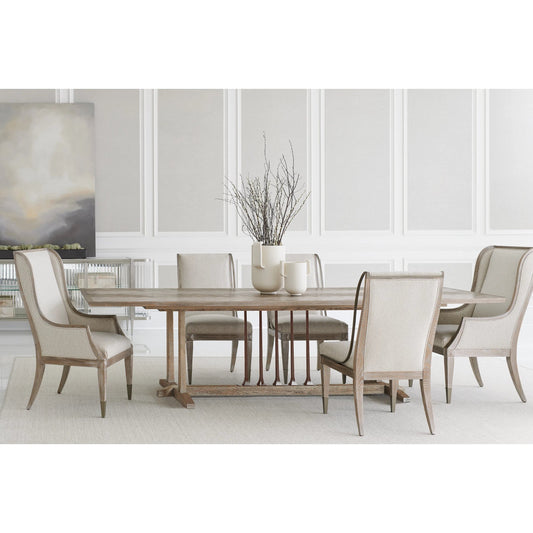 Family Gathering Dining Table by Caracole in ash, chocolate bronze. Made from birch, metal, thick ash in a transitional style.