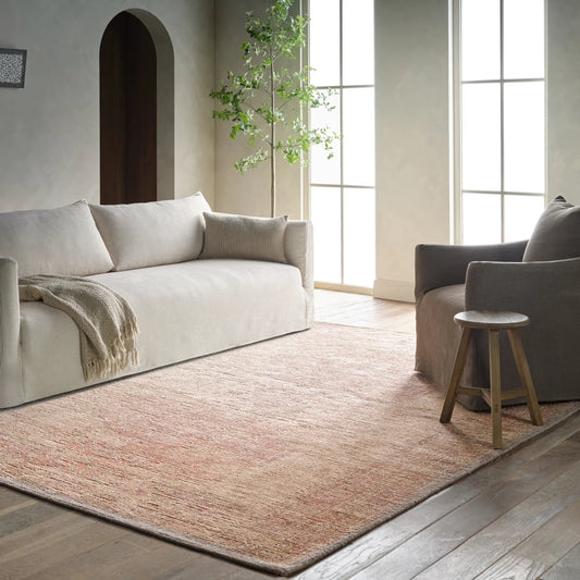 Elaida ELA07 Rug by Jaipur Living in tan, beige, red. Made from 40% jute 25% polyester 25% cotton 5% wool 5% viscose in a unique style.