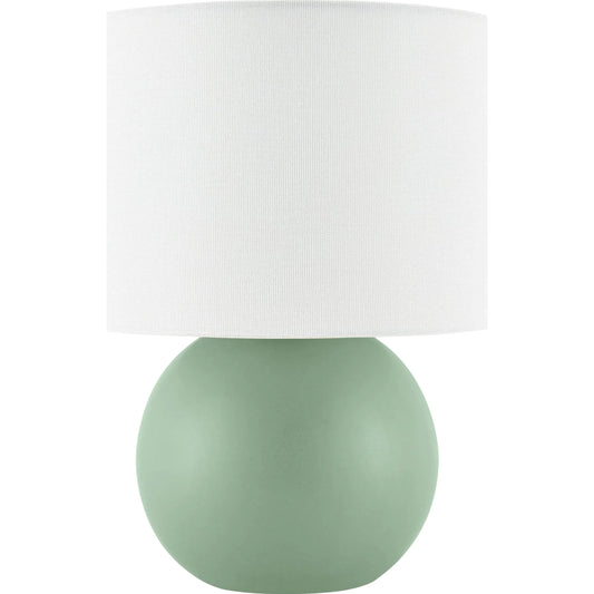 Elio Round Accent Table Lamp by Livabliss in glazed. Made from ceramic, linen, polystyrene in a modern style.