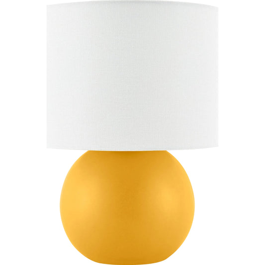 Elio Round Accent Table Lamp by Livabliss in glazed. Made from ceramic, linen, polystyrene in a modern style.