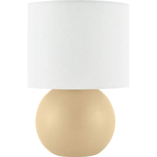 Elio Round Accent Table Lamp by Livabliss in glazed. Made from ceramic, linen, polystyrene in a modern style.
