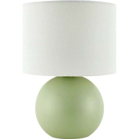 Elio Round Accent Table Lamp by Livabliss in glazed. Made from ceramic, linen, polystyrene in a modern style.