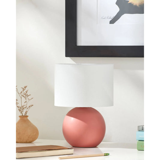 Elio Round Accent Table Lamp by Livabliss in glazed. Made from ceramic, linen, polystyrene in a modern style.