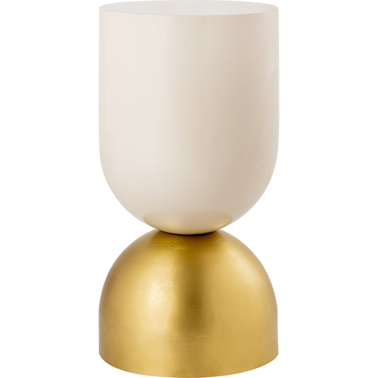 Calista Side Table by Pasargad Home in ivory, brass. Made from iron in a modern style.