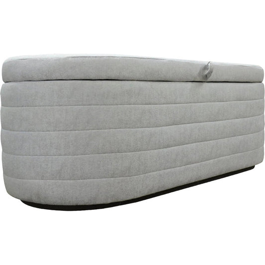 Elio Storage Bench by LH Imports in platinum and matte black. Made from metal, foam, 100% polyester fabric in a transitional style.