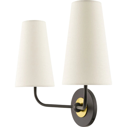 001 SI-2460056 | Primary Silo | Elowen Double Wall Sconce by Surya in white, black, translucent. Made from iron, linen in a transitional style.