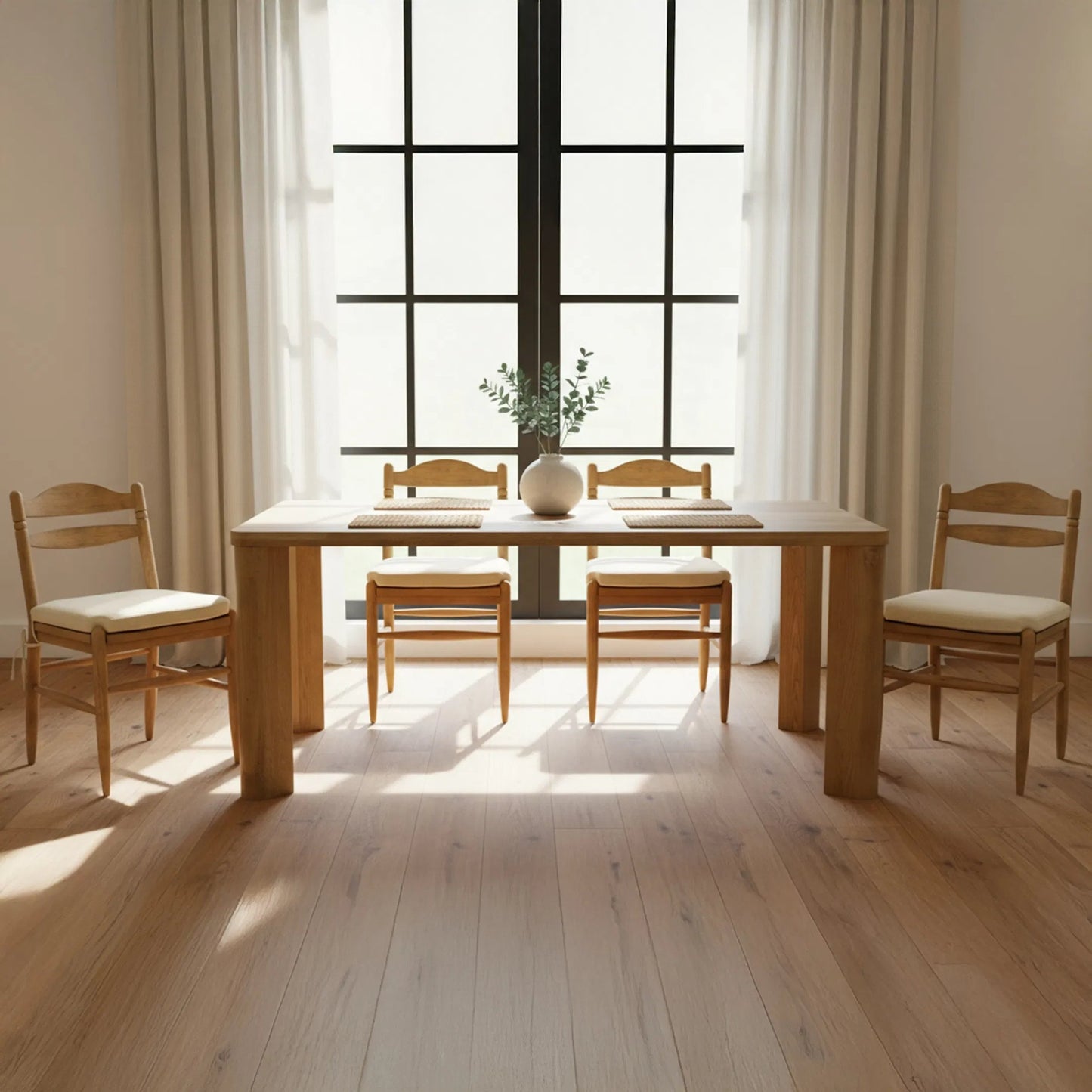 007 SI-2527895 | Lifestyle | Tate Dining Chair (Set of 2) by Moe's Home Collection in beige and natural. Made from rubber wood, 92% polyester, 8% linen in a unique style.