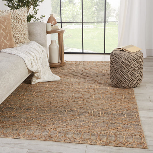 Emblem EMB01 Rug by Jaipur Living in beige, gray. Made from 50% jute, 40% wool, 10% cotton in a unique style.
