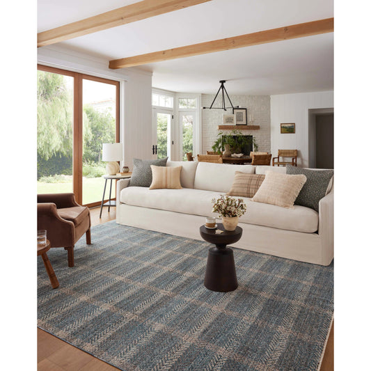Ember EMB-03 Rug by Angela Rose x Loloi in blue, beige. Made from 100% polyester in a unique style.