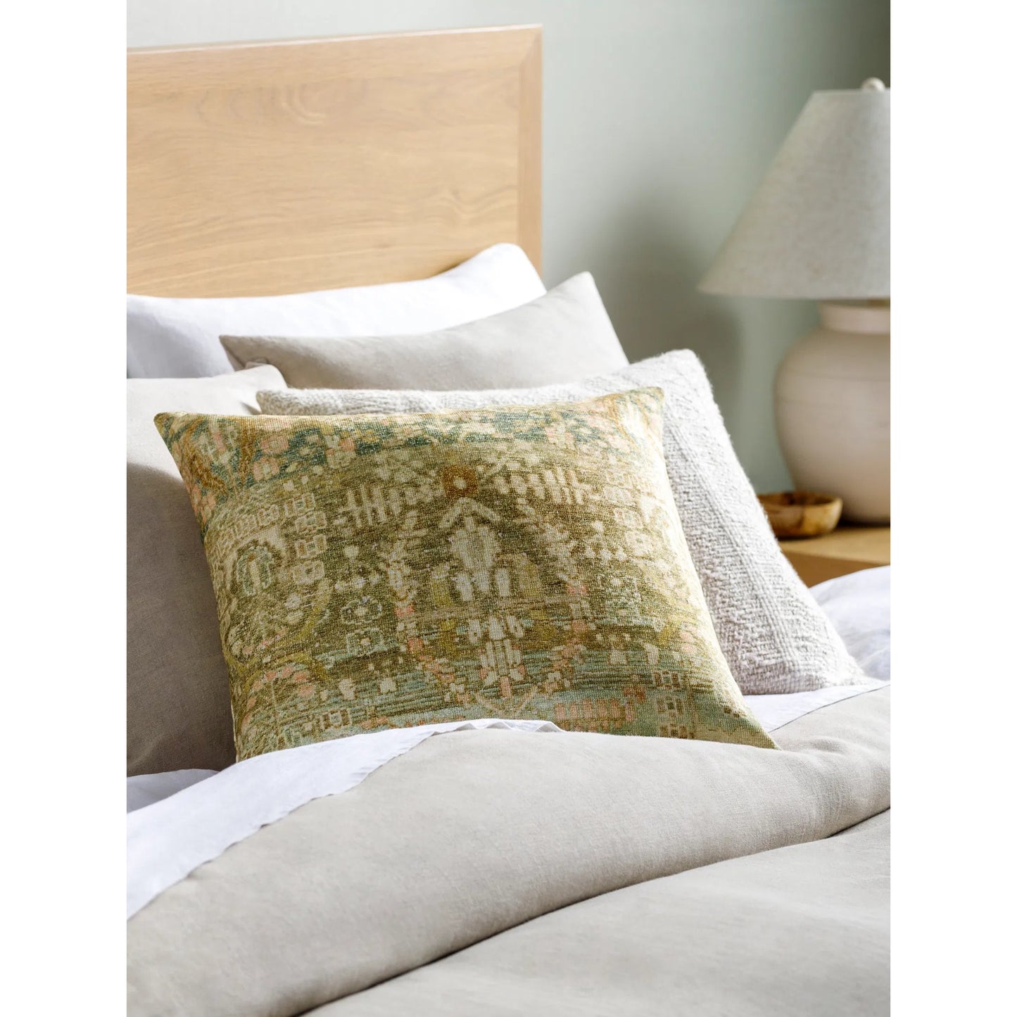 003 SI-2168467,SI-2168468,SI-2168469,SI-2168470,SI-2168471,SI-2168472 | Lifestyle | Emily Jean Pillow - 534230 by Livabliss in light brown, charcoal, peach, dark brown. Made from polyester in a traditional style.