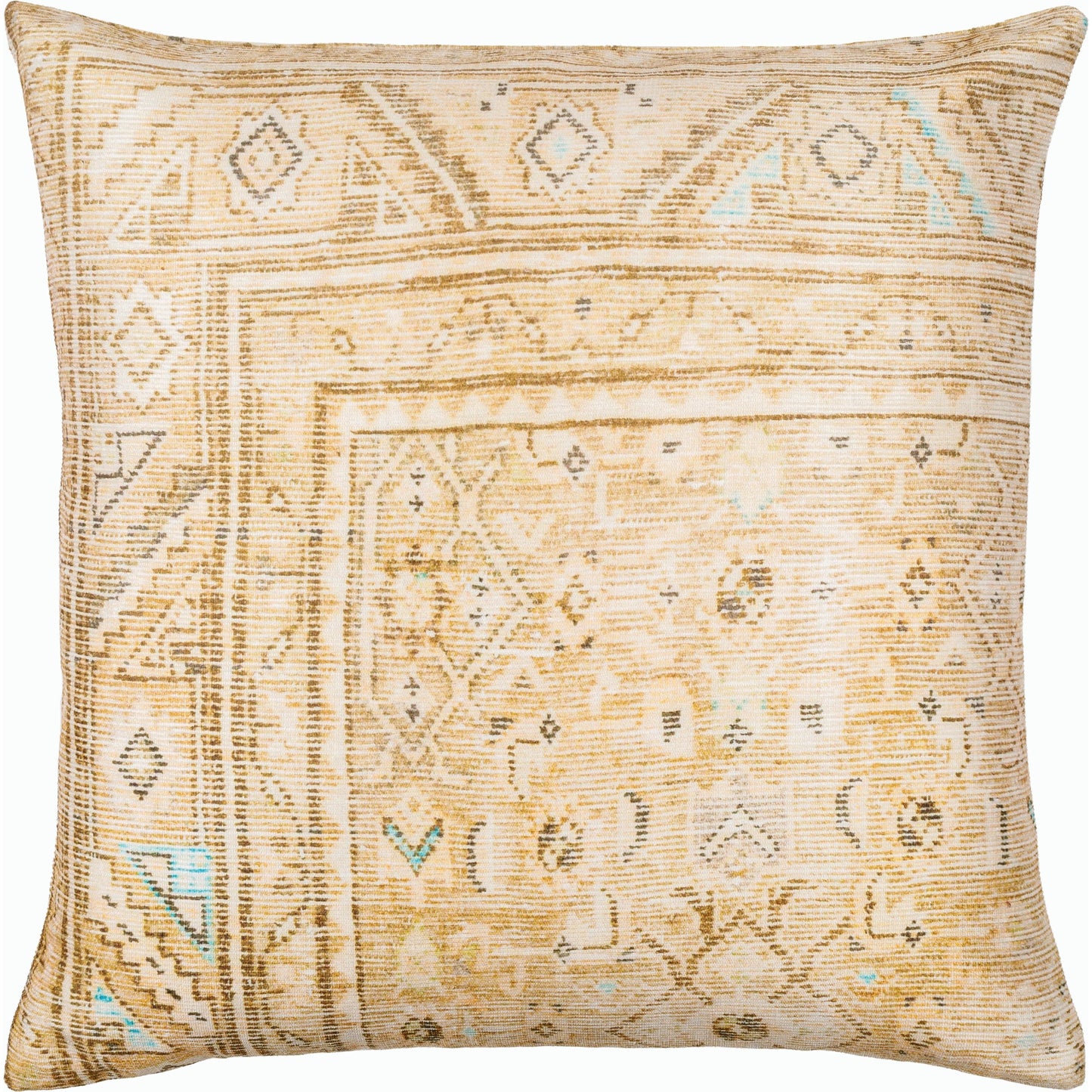 001 SI-2168497,SI-2168498,SI-2168499,SI-2168500,SI-2168501,SI-2168502 | Primary Silo | Emily Jean Pillow - 534255 by Livabliss in beige, tan, amber, aqua. Made from polyester in a traditional style.