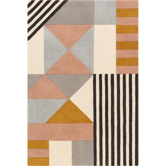 001 SI-1849558,SR-910995,SR-910996,SR-910997 | Primary Silo | Emma Rug - 27457 by Livabliss in beige, light slate, mustard, dusty pink, black, gray. Made from 100% wool in a unique style.