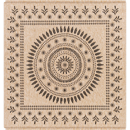 001 SI-1922178,SI-1922180,SI-1922182 | Primary Silo | Encore ENC-2303 Indoor/Outdoor Rug by Livabliss in tan, black. Made from 100% polypropylene in a unique style.