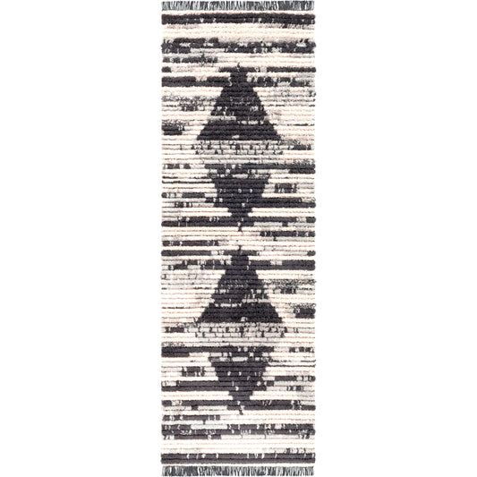 Enzo Rug by Livabliss in black, light gray, cream. Made from 100% polyester in a traditional style.