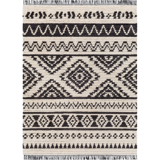 Enzo Rug by Livabliss in black, cream. Made from 100% polyester in a modern style.