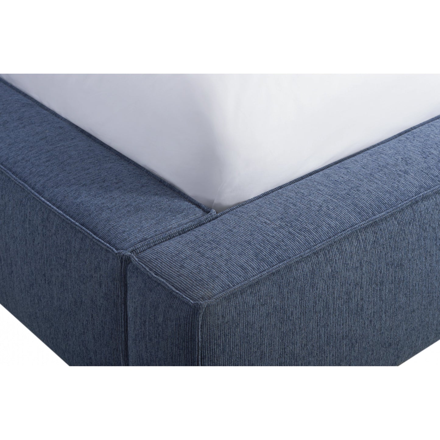 025 SI-2130649,SI-2130650 | Closeup | Zest Wide Upholstered Bed by Zest. Made from rubberwood, fabric in a modern style.