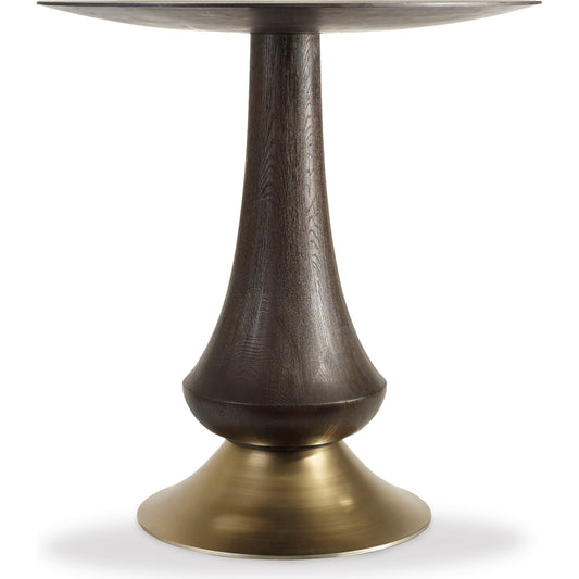 Curata Pub Table by Hooker Furniture in midnight brown. Made from white oak veneers, metal in a modern style.
