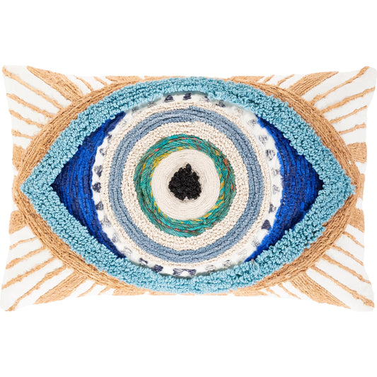 Europa Pillow - 13830 by Surya in sky blue, dark blue, camel, black, denim, medium green. Made from 100% cotton in a eclectic & global style.