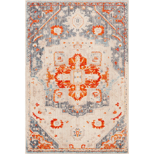 001 91511-36432,91511-43474 | Primary Silo | Ephesians Rug - 21450 by Livabliss in burnt orange, red, light blue, rose, saffron, beige. Made from 100% polyester in a unique style.
