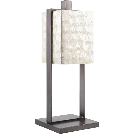 Epako Accent Table Lamp by Livabliss in body: silver gray; base: silver gray; shade: cream; cord: translucent and painted. Made from iron, polystyrene, polyester in a modern style.
