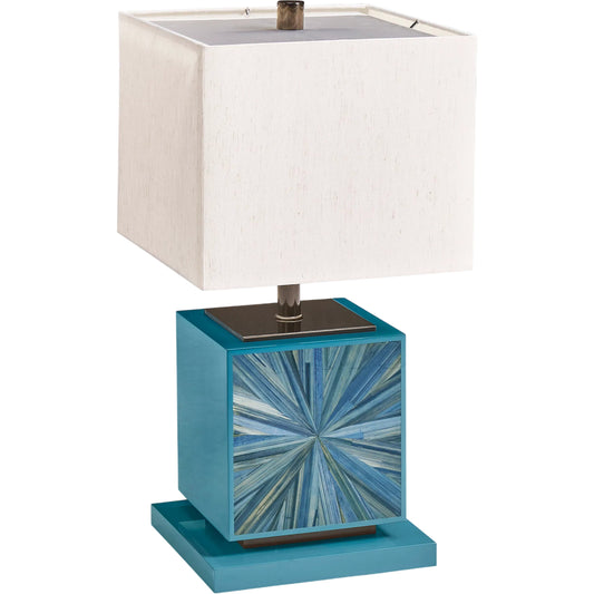 000 SI-2535744 | Primary Silo | Sapphire Cube Table Lamp by Jonathan Charles in azure blue straw. Made from main straw in a unique style.