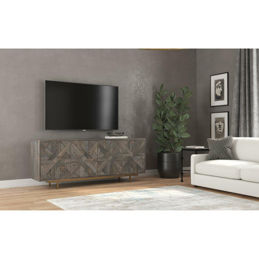 Commerce & Market Layers Credenza by Hooker Furniture in dark wood. Made from mango wood, iron in a rustic style.