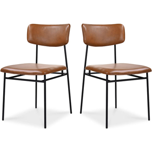 001 SI-1771828 | Primary Silo | Sailor Dining Chair (Set of 2) by Moe's Home Collection in brown. Made from upholstery: 100% top grain leather, powder-coated metal frame, plywood, foam padding in a transitional style.
