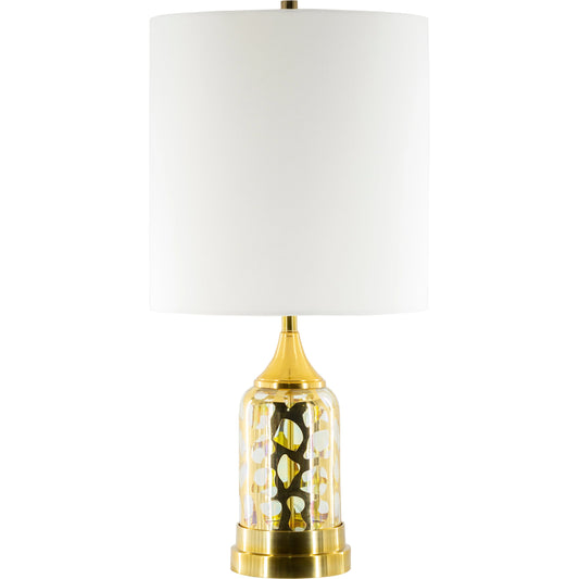 Ellerman Lamp - 24789 by Surya in white, translucent, metallic gold, gold and aluminum. Made from linen, cotton, glass, metal in a modern style.