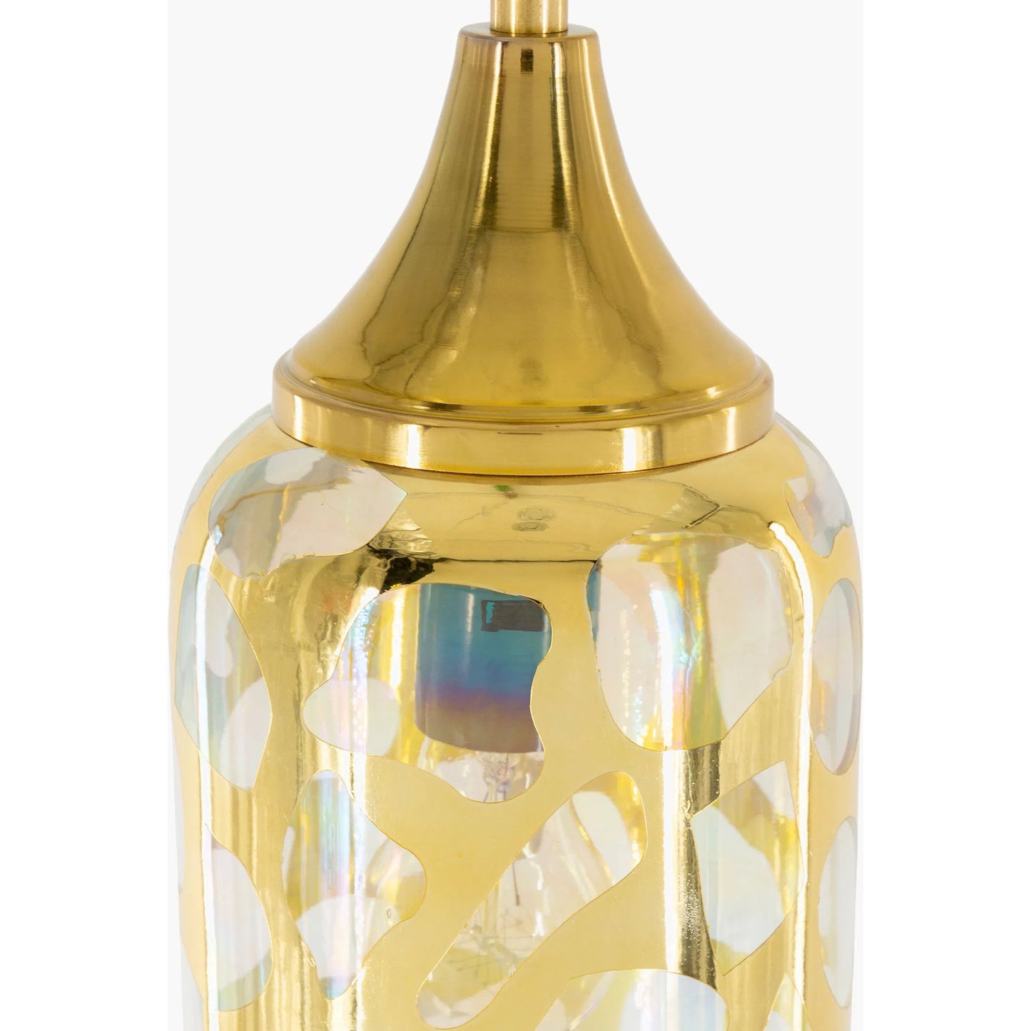 002 SI-1905301 | Closeup | Ellerman Ceiling Light - 24780 by Surya in translucent, gold and painted glass. Made from glass, metal, plastic in a modern style.