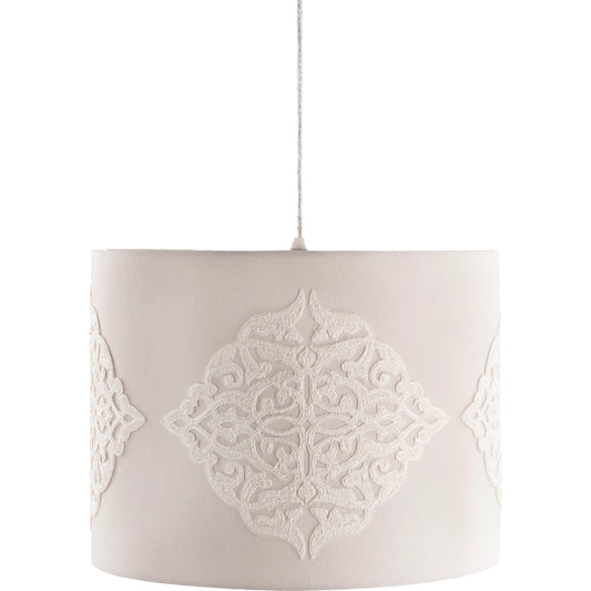 Elisa Ceiling Light - 24861 by Surya in translucent, gray, white and light grey, gold powder coated cotton. Made from cotton, fabric, metal in a modern style.
