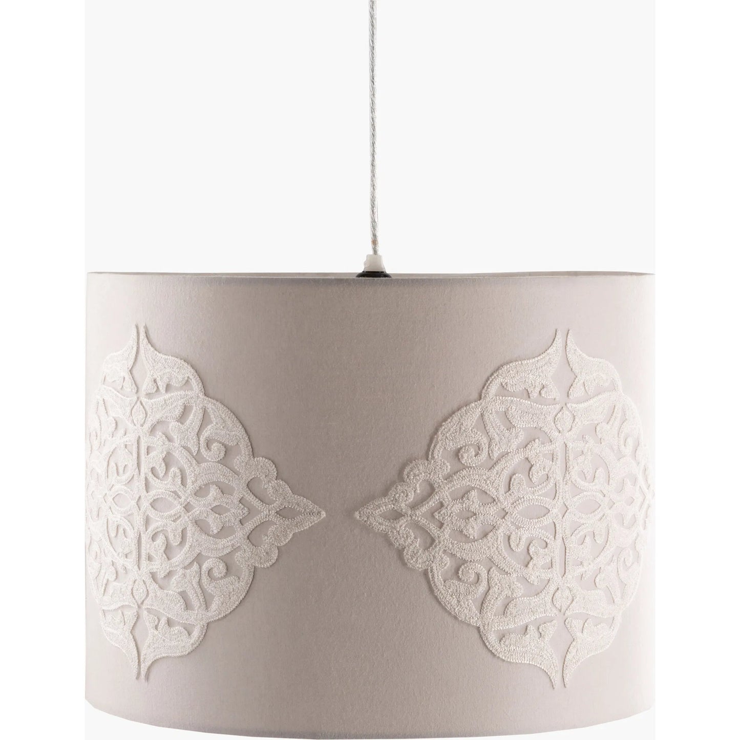 002 SI-1905300 | Closeup | Elisa Ceiling Light - 24861 by Surya in translucent, gray, white and light grey, gold powder coated cotton. Made from cotton, fabric, metal in a modern style.
