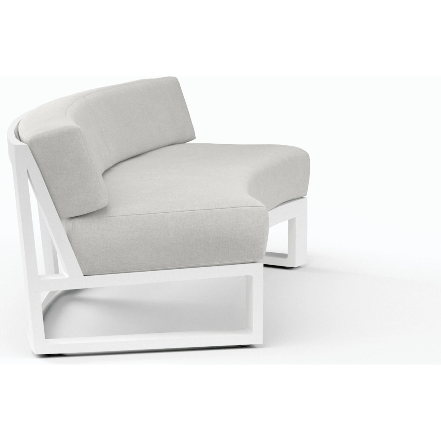 003 SI-2167144 | Additional Silo | Newport Outdoor Curved Sofa by Sunset West in frost. Made from aluminum in a modern style.