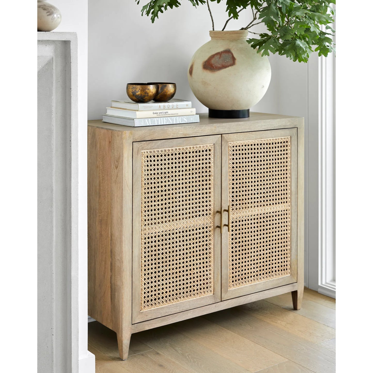 003 SI-1923432 | Lifestyle | Etewah Cabinet - 32765 by Livabliss in top: wood, base: wood and lacqueredlacquered. Made from top: wood, base: manufactured wood, base: rattan, base: wood in a cottage & farmhouse style.