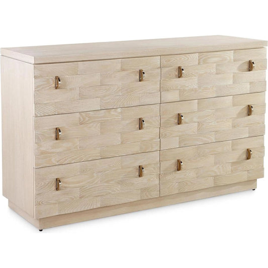 Verity Six-Drawer Chest by John-Richard in limed oak. Made from unique in a transitional style.