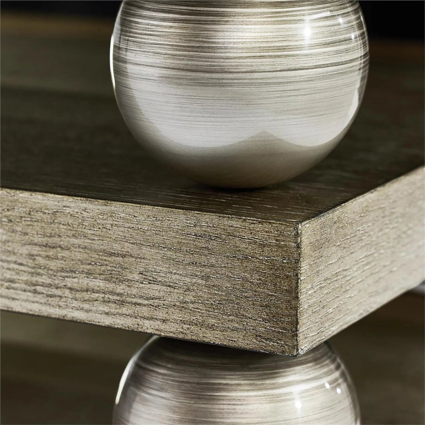 002 SI-2373058 | Closeup | Camadas Console Table by John-Richard in light brown, brown. Made from oak wood, fiberglass in a transitional style.